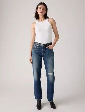 Levi's 501 Ankle Dark  Wash Jeans Raw hem Size 26X 29 inseam